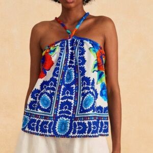 Farm Rio flower tapestry blouse